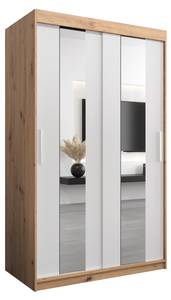 Armoire à portes coulissantes Pole Imitation chêne - Blanc - Largeur : 120 cm - 2 porte