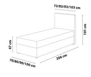 Boxsprinbett Einzelbett Pinet Mini Hellgrau - Breite: 90 cm
