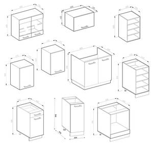 Küchenzeile R-Line Anthrazit - Eiche Dekor - Höhe: 82 cm