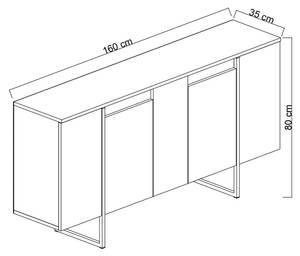 Kommode Betel Grau - Holzwerkstoff - 35 x 80 x 160 cm