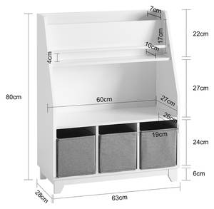 Kinderregal KMB34-W Weiß - Holzwerkstoff - 63 x 80 x 28 cm