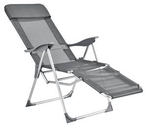 Chaise Transat Pliant Réglable Gris - Métal - 61 x 118 x 67 cm