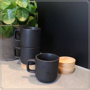 Espressotassen 4er-Set mit schwarzem Schwarz - Keramik - 9 x 7 x 31 cm