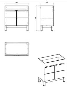 Schrank unter waschbecken BALI CUW80 2D Dunkelgrau