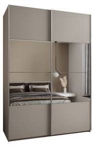 SCHWEBETÜRENSCHRANK LUX Beige - Silber - Breite: 180 cm