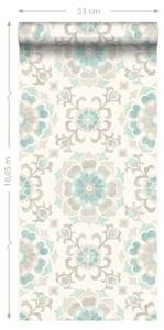 papier peint fleurs suzani 7121 Blanc - Fibres naturelles - Textile - 53 x 1005 x 1005 cm