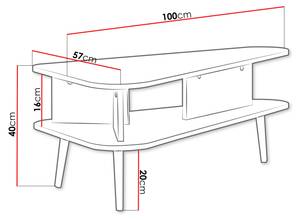 Couchtisch Pinelli Grau - Holzwerkstoff - 100 x 40 x 57 cm