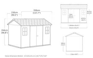 Gerätehaus Newton Grau - Kunststoff - 350 x 246 x 230 cm