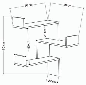 Etagère murale d'angle Luska Blanc - Bois manufacturé - 60 x 90 x 60 cm