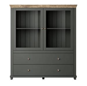 Highboard mit Glaseinsätzen & LED-Licht Grün - Holzwerkstoff - 126 x 138 x 42 cm