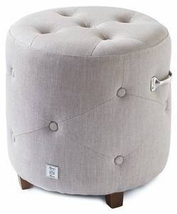 Hocker Bowery linen Flax Beige - Textil - 45 x 46 x 45 cm