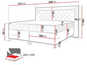 Boxspringbett Tango 5 Rot - Breite: 232 cm