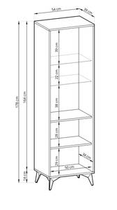 Armoire vitrine DIAMOND W54 Beige - Noir - Bois manufacturé - Matière plastique - 54 x 179 x 39 cm