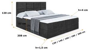 Boxspringbett GALMA Schwarz - Breite: 120 cm - H3