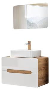 Badezimmer Waschplatz Set mit Keramik Weiß - Holzwerkstoff - 80 x 190 x 46 cm