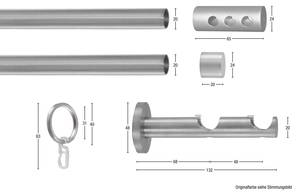 Gardinenstange Easy 2 lfg. Silber - Breite: 110 cm