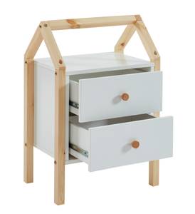 Table de chevet TINY  blanc  2 tiroirs Blanc - Bois massif - 30 x 67 x 46 cm