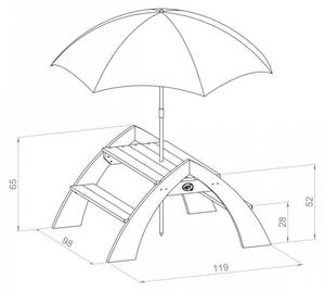 Table de pique-nique pour enfants Bois massif - 98 x 65 x 98 cm