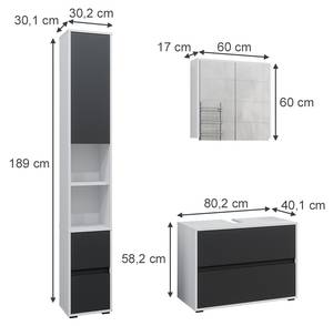 Badmöbel Set Maltin 41599 Grau - Weiß - Holzwerkstoff - 80 x 58 x 40 cm