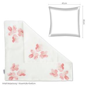 Kissenbezug weiß-pink Floral Weiß - Textil - 45 x 45 x 45 cm