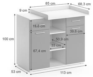 Commode à langer Leonie 36684 Gris - Blanc