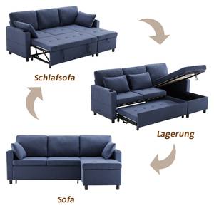 Ecksofa Mercury Ⅷ Blau - Holzwerkstoff - Metall - Textil - Holzart/Dekor - Holz teilmassiv - 141 x 87 x 212 cm