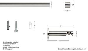 Gardinenstange Coro 1 lfg. Grau - Breite: 200 cm