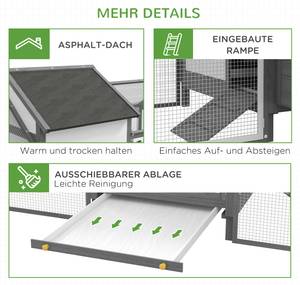 Hühnerstall D51-130V01GY Grau - Massivholz - 125 x 114 x 247 cm