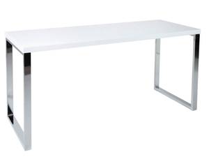 Schreibtisch WHITE DESK Weiß - Holzwerkstoff - Metall - Massivholz - 140 x 75 x 60 cm