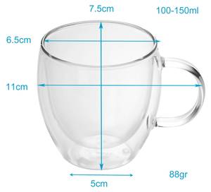 2x Thermo Glas Teeglas Kaffeeglas 100ml Glas - 10 x 10 x 20 cm