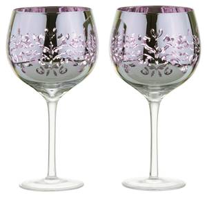 Filigree Gin Gläser Lila 2er Set Pink - Glas - 12 x 22 x 12 cm