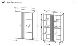 Vitrinenschrank MADIS SC90 2D Beige - Holzwerkstoff - Kunststoff - 90 x 149 x 40 cm