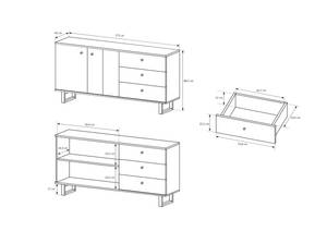 Kommode AVIO 2D3S Grau - Holzwerkstoff - Kunststoff - 89 x 175 x 40 cm