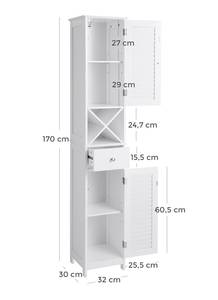 Badezimmerschrank Hochschrank Weiß - Holzwerkstoff - 30 x 170 x 32 cm