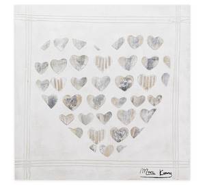 Acrylbild handgemalt Tausend Herzen Grau - Massivholz - Textil - 80 x 80 x 4 cm