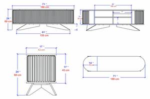 Fernsehschrank Desteve Anthrazit - 180 x 60 cm