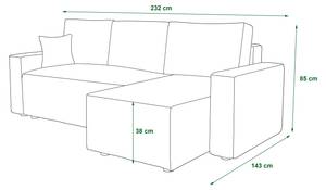 Ecksofa BALLARO L Hellgrau - Ecke davorstehend rechts