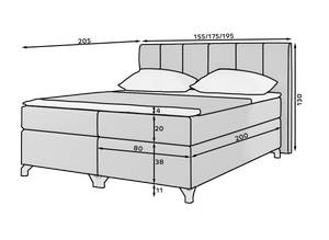 Boxspringbett WHISPER Ecru - Breite: 155 cm