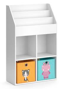 Bücherregal „Luigi“ Weiß mit 2 Faltboxen Weiß - Holz teilmassiv - 72 x 79 x 30 cm