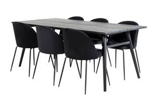 Essgruppe Sleek (7-teilig) Schwarz - Massivholz - 95 x 75 x 195 cm