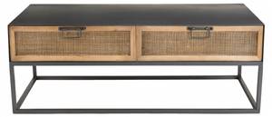 Table basse en métal noir 2 tiroirs Marron - Métal - 55 x 40 x 110 cm