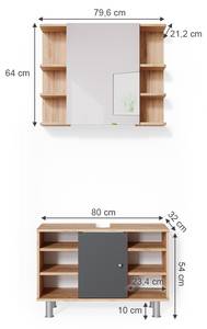 Badmöbelset Fynn 2er Set Anthrazit - Braun - 80 x 64 x 32 cm