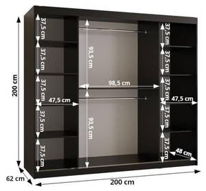 SCHWEBETÜRENSCHRANK ZALUZJA Breite: 200 cm - Schwarz