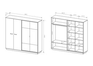 Drehtürenschrank NEST LED Beige - Schwarz - Holzwerkstoff - Kunststoff - 220 x 202 x 54 cm