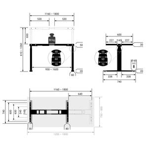 Höhenverstellbarer Tisch Basic Line Grau - Breite: 180 cm - Weiß