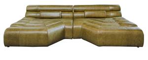 KAWOLA Big Sofa TARA Leder mit Kissen Grün