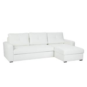 Canapé d'angle Cavolo Imitation cuir blanc - Méridienne montable à gauche ou à droite