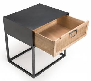 Nachttisch schwarz 1 Schublade Braun - Metall - 38 x 50 x 48 cm