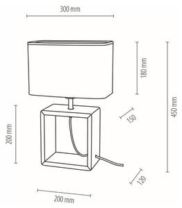 Cadre Lampe de table Tissu mélangé / Chêne massif - 1 ampoule