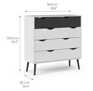 Commode Napoli Anthracite - Blanc crème - Blanc